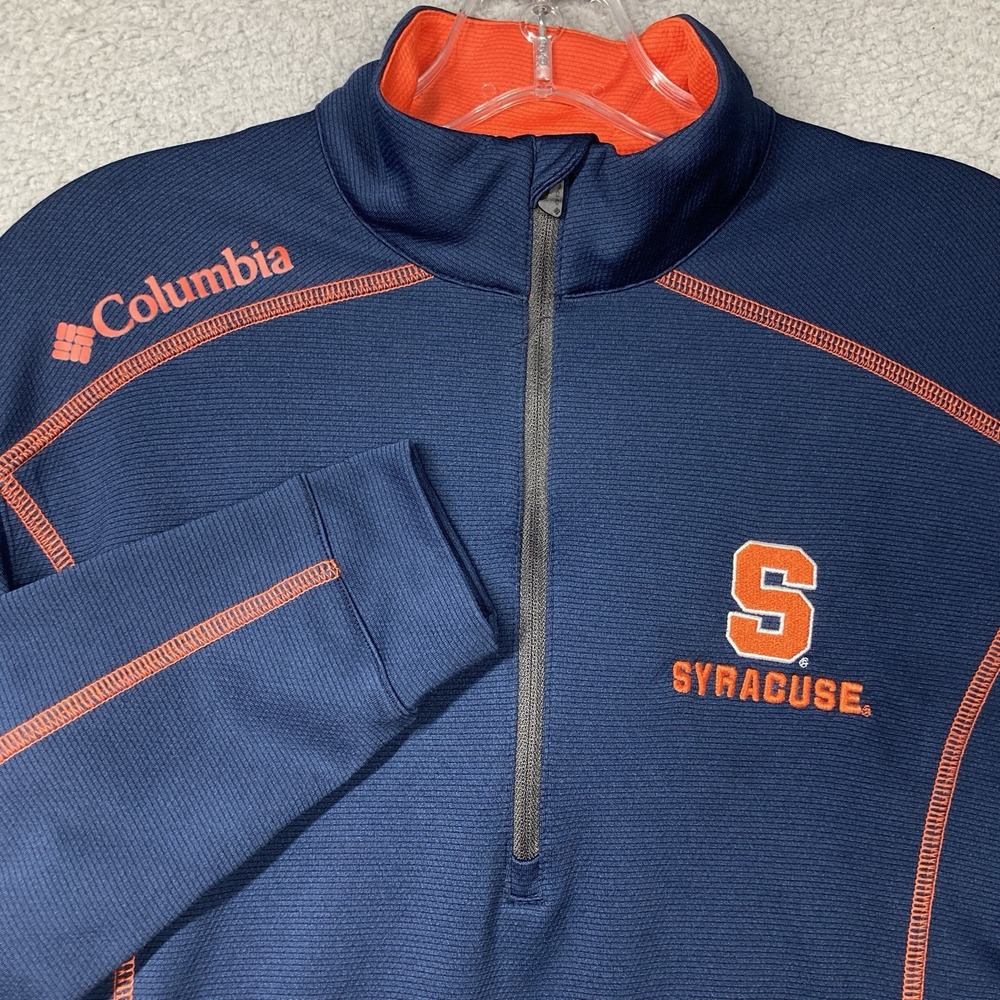 Syracuse University 1/4 Zip Shirt Adult Small Blue Orange Omniwick Columbia Golf